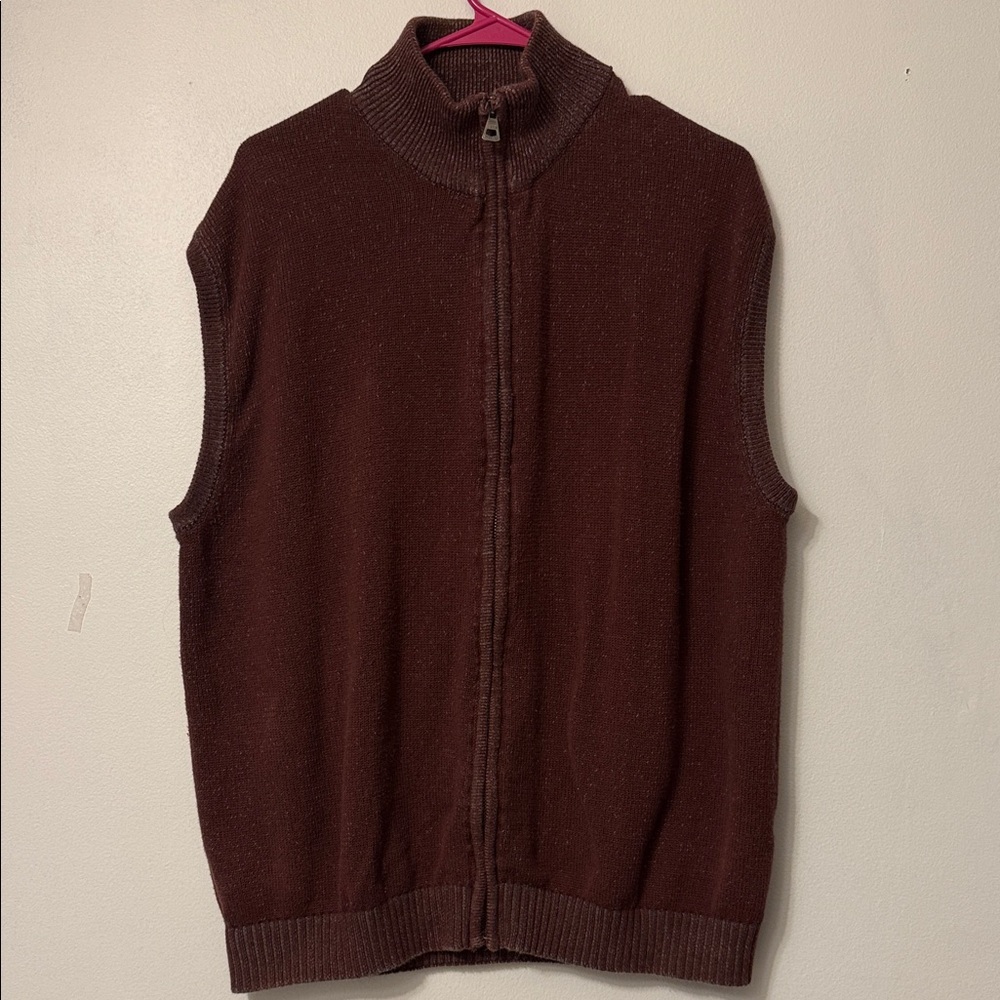 VINTAJE Weatherproof Men's Brown Zip-Up Sweater Vest